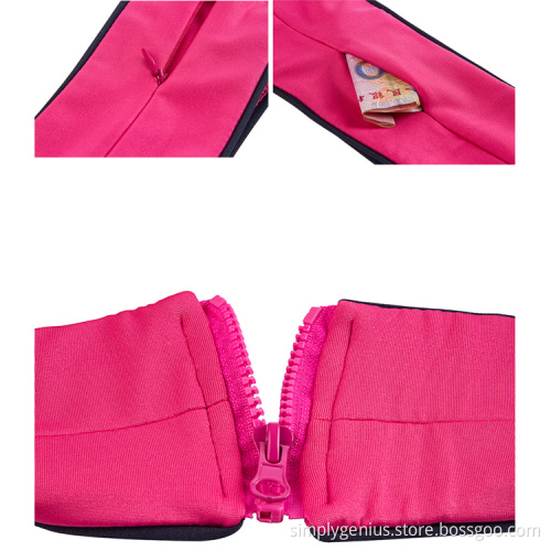 Invisible large capacity running flip waist belt fits for phone, card, keys w/ 3 pockets